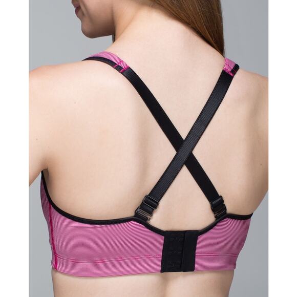 Lululemon Ta Ta Tamer II Sports Bra 36DD Wee Stripe Jewelled Magenta Pink - Picture 3 of 12